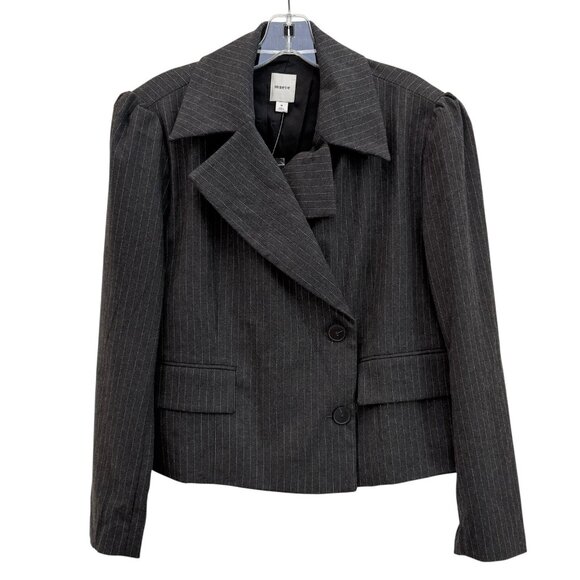 Anthropologie Maeve 80s Boxy Blazer Jacket Grey Womens Medium Striped Oversized - Picture 2 of 13